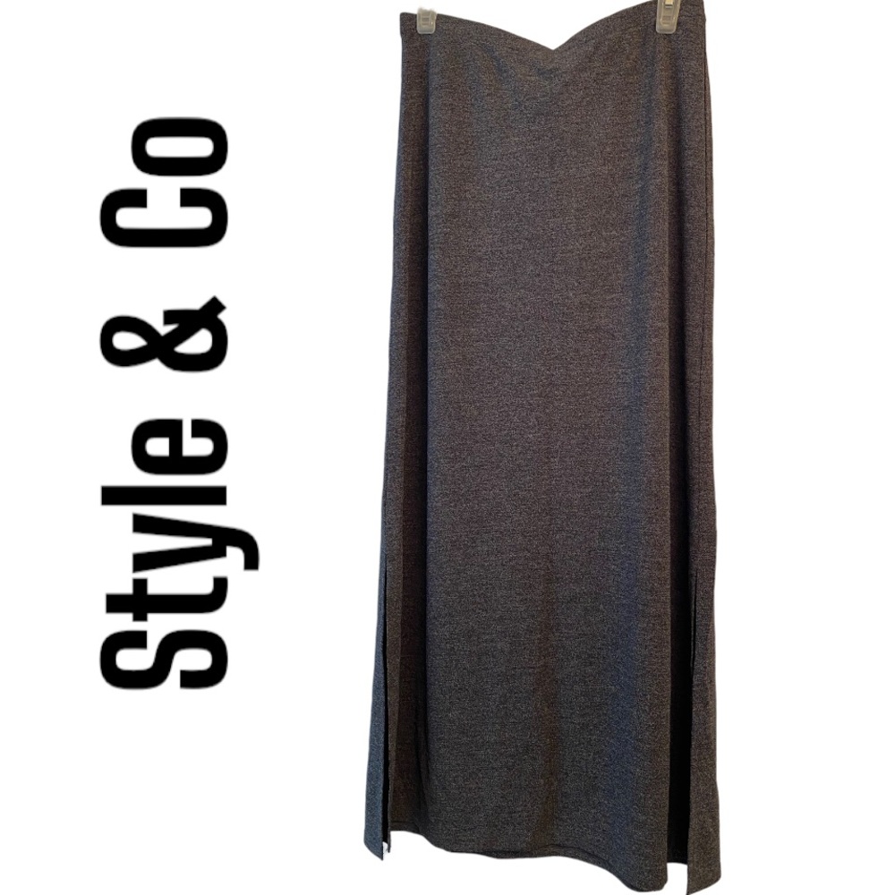 Style & Co Metropolitan Gray Pull on Maxi Skirt M NWT